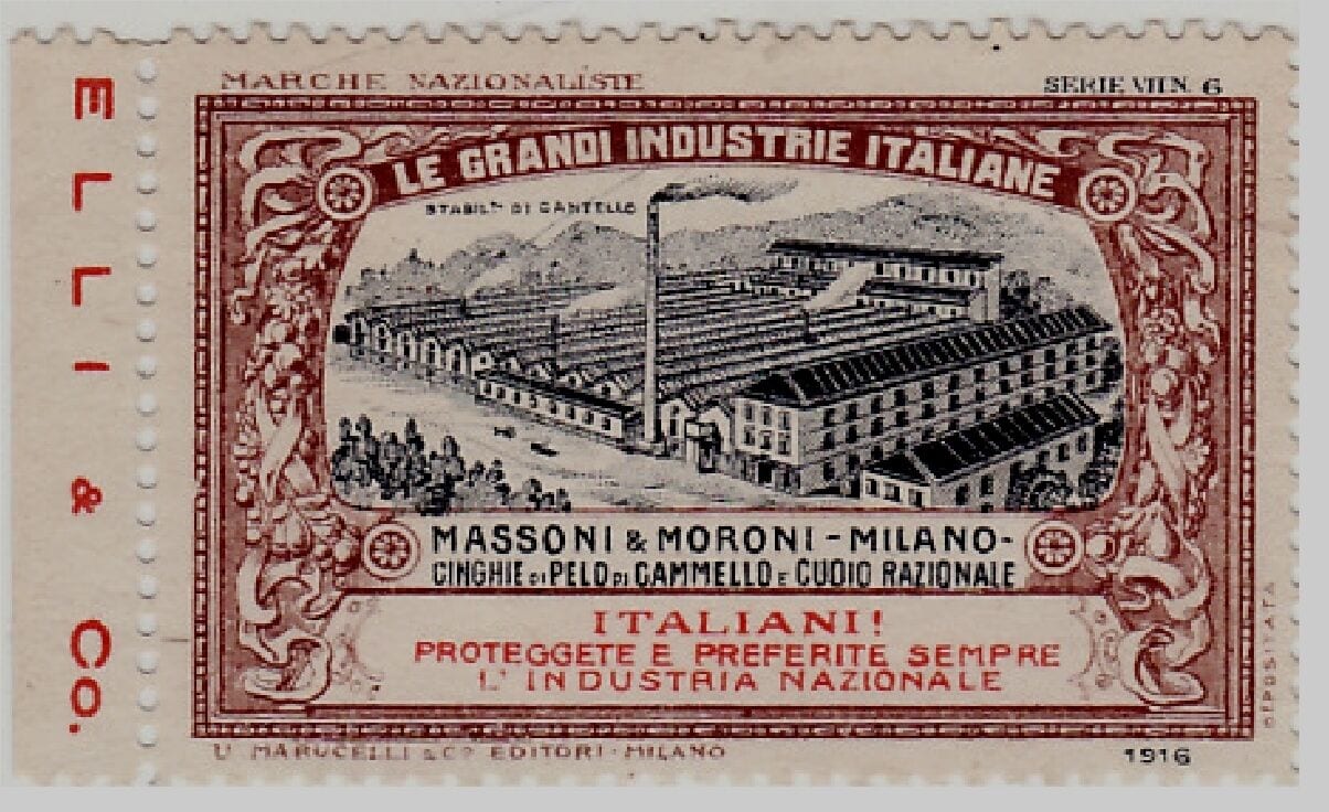 bollo chiudilettera con gli stabilimenti di cantello de Il Cuoio Razionale - Massoni e Moroni - Acqua Magnesia (Legambiente Cantello)